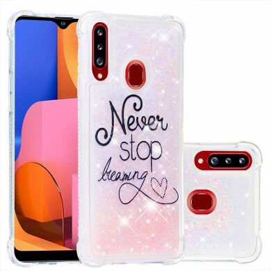 Силіконовий (TPU) чохол Deexe Fashion Glitter для Samsung Galaxy A20s (A207) - Never Stop Dreaming