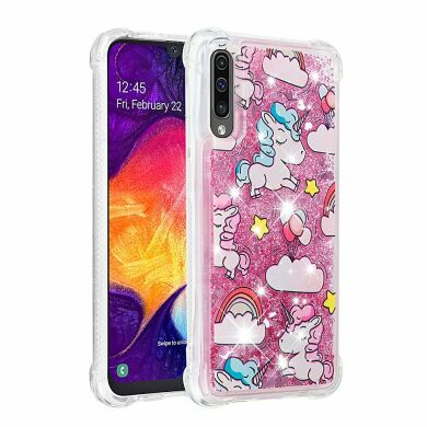 Силіконовий (TPU) чохол Deexe Fashion Glitter для Samsung Galaxy A50 (A505) / A30s (A307) / A50s (A507), Unicorn and Cloud