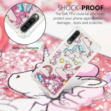 Силіконовий (TPU) чохол Deexe Fashion Glitter для Samsung Galaxy A50 (A505) / A30s (A307) / A50s (A507), Unicorn and Cloud