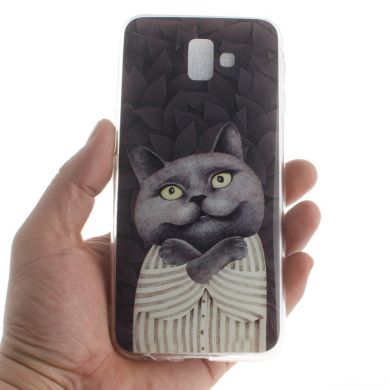 Силиконовый (TPU) чехол Deexe Life Style для Samsung Galaxy J6+ (J610) - Grey Cat