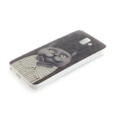 Силіконовий (TPU) чохол Deexe Life Style для Samsung Galaxy J6+ (J610), Grey Cat