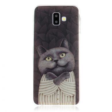 Силиконовый (TPU) чехол Deexe Life Style для Samsung Galaxy J6+ (J610) - Grey Cat