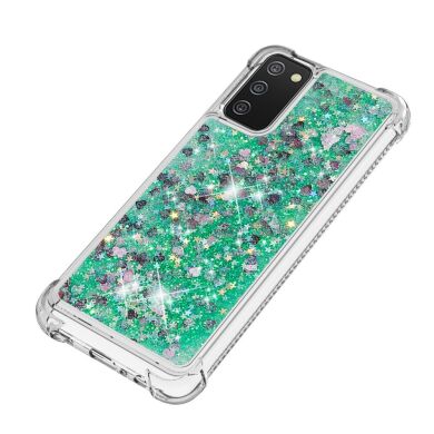 Силіконовий (TPU) чохол Deexe Liquid Glitter для Samsung Galaxy A02s (A025) - Green