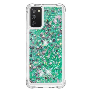 Силиконовый (TPU) чехол Deexe Liquid Glitter для Samsung Galaxy A02s (A025) - Green