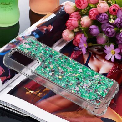 Силіконовий (TPU) чохол Deexe Liquid Glitter для Samsung Galaxy A02s (A025) - Green