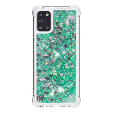 Силіконовий (TPU) чохол Deexe Liquid Glitter для Samsung Galaxy A31 (A315) - Green