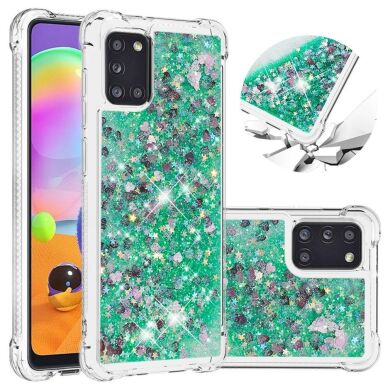 Силіконовий (TPU) чохол Deexe Liquid Glitter для Samsung Galaxy A31 (A315) - Green