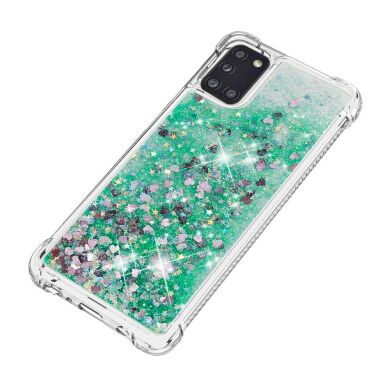 Силиконовый (TPU) чехол Deexe Liquid Glitter для Samsung Galaxy A31 (A315) - Green