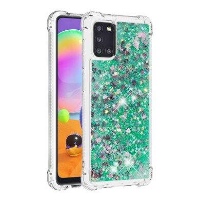 Силіконовий (TPU) чохол Deexe Liquid Glitter для Samsung Galaxy A31 (A315) - Green