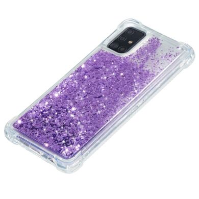 Силиконовый (TPU) чехол Deexe Liquid Glitter для Samsung Galaxy A51 (А515) - Violet