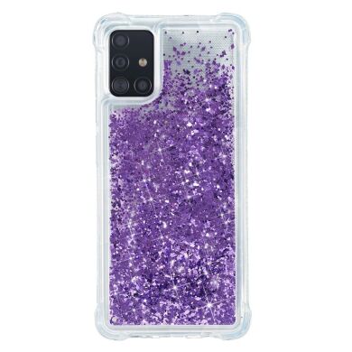 Силиконовый (TPU) чехол Deexe Liquid Glitter для Samsung Galaxy A51 (А515) - Violet