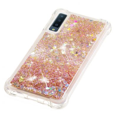 Силіконовий (TPU) чохол Deexe Liquid Glitter для Samsung Galaxy A7 2018 (A750) - Gold