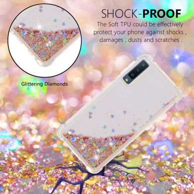 Силіконовий (TPU) чохол Deexe Liquid Glitter для Samsung Galaxy A7 2018 (A750) - Gold
