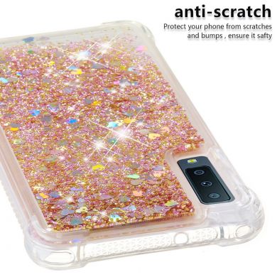 Силіконовий (TPU) чохол Deexe Liquid Glitter для Samsung Galaxy A7 2018 (A750) - Gold
