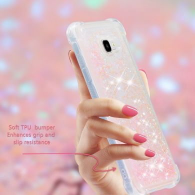 Силиконовый (TPU) чехол Deexe Liquid Glitter для Samsung Galaxy J4+ (J415) - Pink