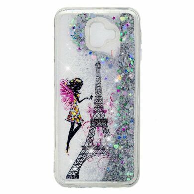 Силиконовый (TPU) чехол Deexe Liquid Glitter для Samsung Galaxy J6+ (J610) Eiffel Tower