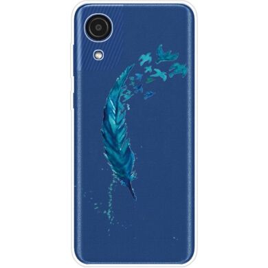 Силиконовый (TPU) чехол Deexe Pretty Glossy для Samsung Galaxy A03 Core (A032) - Blue Feather