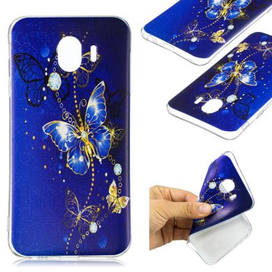 Силиконовый (TPU) чехол Deexe Pretty Glossy для Samsung Galaxy J4 2018 (J400) - Blue Butterfly