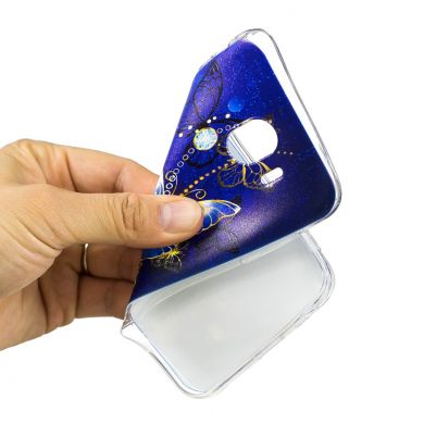 Силиконовый (TPU) чехол Deexe Pretty Glossy для Samsung Galaxy J4 2018 (J400) - Blue Butterfly