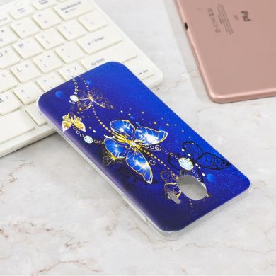 Силиконовый (TPU) чехол Deexe Pretty Glossy для Samsung Galaxy J4 2018 (J400) - Blue Butterfly