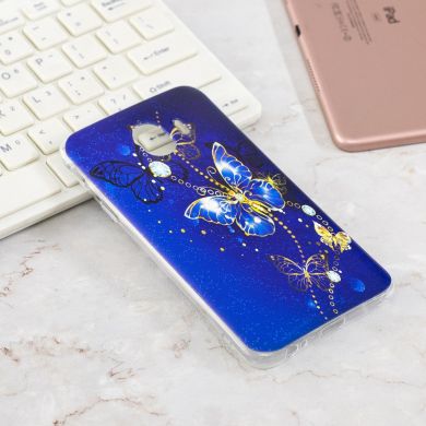 Силиконовый (TPU) чехол Deexe Pretty Glossy для Samsung Galaxy J4 2018 (J400) - Blue Butterfly