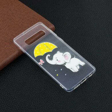 Силіконовий (TPU) чохол Deexe Pretty Glossy для Samsung Galaxy S10 Plus (G975) - Elephant Holding an Umbrella