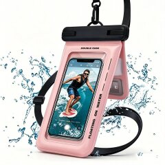Влагозащитный чехол Deexe Aqua Shield для смартфонов диагональю до 7.5 дюймов - Pink