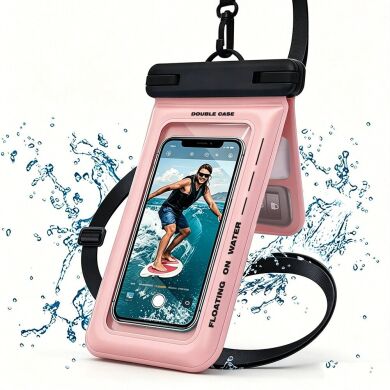 Влагозащитный чехол Deexe Aqua Shield для смартфонов диагональю до 7.5 дюймов - Pink
