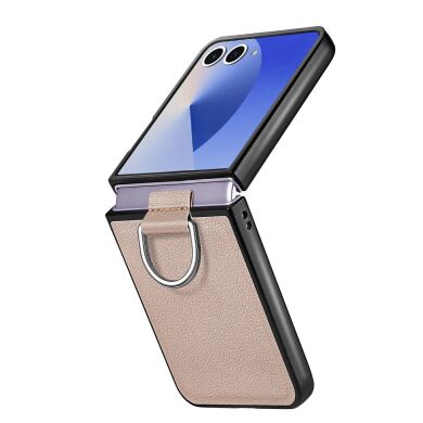 Захисний чохол Deexe Litchi Ring Case для Samsung Galaxy Flip 8 - Khaki