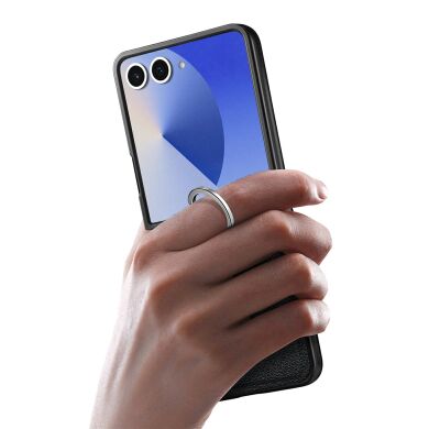 Защитный чехол Deexe Litchi Ring Case для Samsung Galaxy Flip 8 - Black