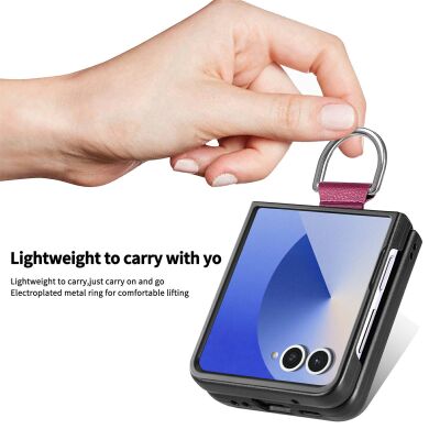 Защитный чехол Deexe Litchi Ring Case для Samsung Galaxy Flip 8 - Black