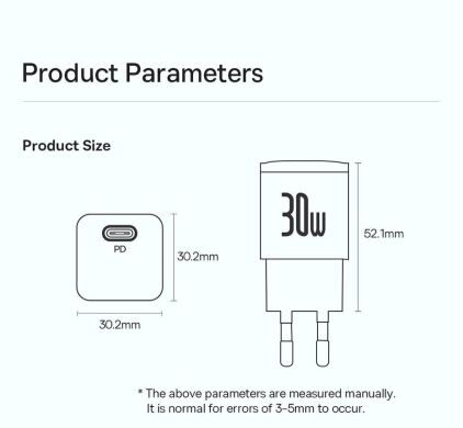 Мережевий зарядний пристрій Baseus Cube Pro 30W (Type-C) CCXF000302 - White