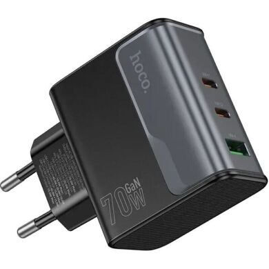 Сетевое зарядное устройство Hoco CS75A PD70W + QC3.0 (USB + 2Type-C) - Midnight Black