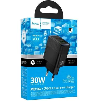 Сетевое зарядное устройство Hoco CS112A Lounge PD30W + QC3.0 - Black