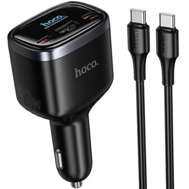 Автомобільний зарядний пристрій Hoco Z70 PD45W (2Type-C + USB) + кабель Type-C to Type-C - Black