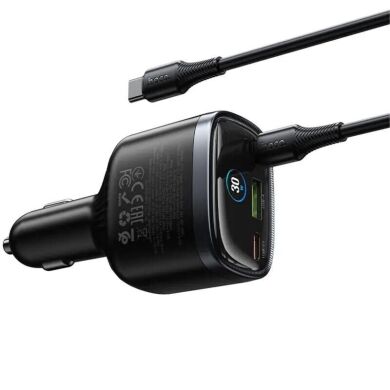 Автомобільний зарядний пристрій Hoco Z70 PD45W (2Type-C + USB) + кабель Type-C to Type-C - Black
