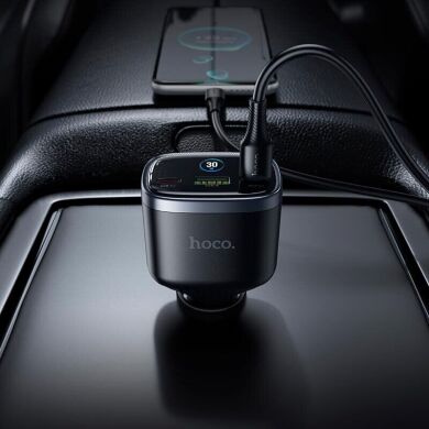 Автомобільний зарядний пристрій Hoco Z70 PD45W (2Type-C + USB) + кабель Type-C to Type-C - Black