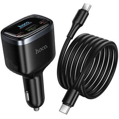 Автомобільний зарядний пристрій Hoco Z70 PD45W (2Type-C + USB) + кабель Type-C to Type-C - Black