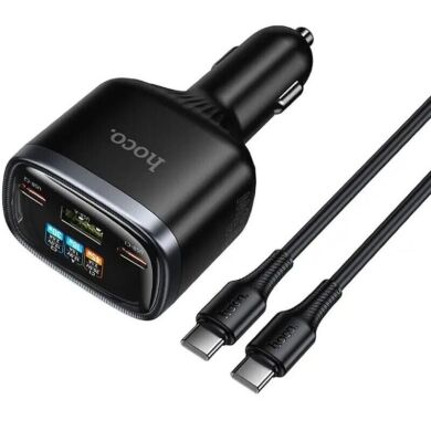 Автомобільний зарядний пристрій Hoco Z70 PD45W (2Type-C + USB) + кабель Type-C to Type-C - Black