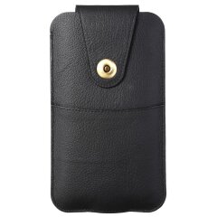 Кожаный чехол на пояс Deexe Pouch Case для смартфонов (размер: L) - Black