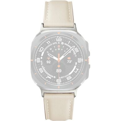 Кожаный ремешок Deexe Genuine Leather для Samsung Galaxy Watch Ultra (47mm) / Ultra (2025) - Beige