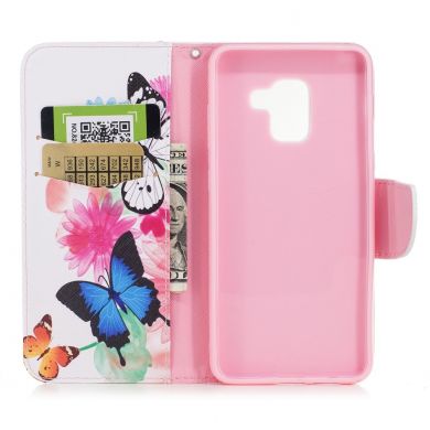 Чохол-книжка Deexe Color Wallet для Samsung Galaxy A8 2018 (A530), Butterfly in Flowers C