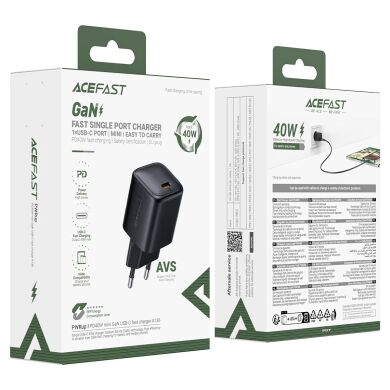 Сетевое зарядное устройство ACEFAST A136 PD40W (Type-C) - Black
