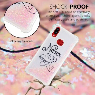 Силиконовая (TPU) накладка Deexe Fashion Glitter для Samsung Galaxy A10s (A107) - Never Stop Dreaming