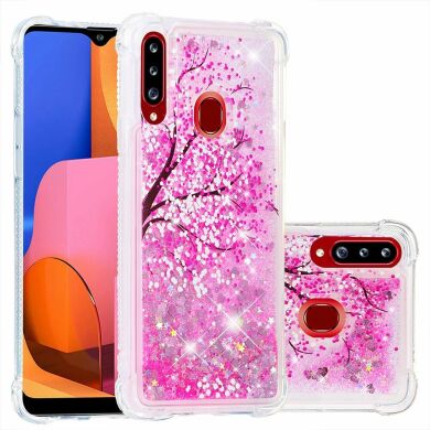 Силіконовий (TPU) чохол Deexe Fashion Glitter для Samsung Galaxy A20s (A207) - Peach Blossom