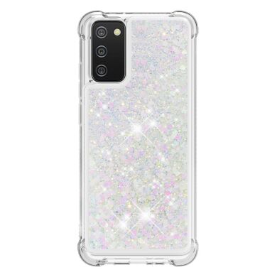 Силиконовый (TPU) чехол Deexe Liquid Glitter для Samsung Galaxy A02s (A025) - Silver