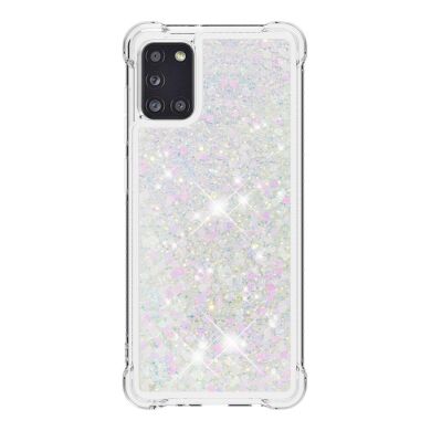 Силіконовий (TPU) чохол Deexe Liquid Glitter для Samsung Galaxy A31 (A315) - White
