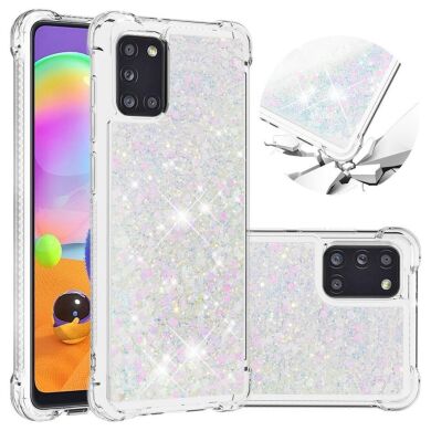 Силіконовий (TPU) чохол Deexe Liquid Glitter для Samsung Galaxy A31 (A315) - White