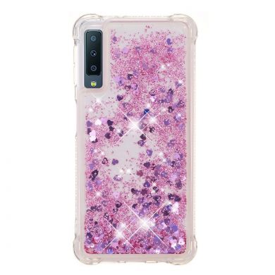 Силіконовий (TPU) чохол Deexe Liquid Glitter для Samsung Galaxy A7 2018 (A750) - Red