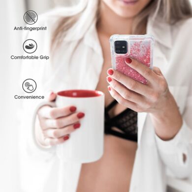 Силиконовый (TPU) чехол Deexe Liquid Glitter для Samsung Galaxy A71 (A715) - Rose